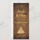 女の子が出会う女の子の結婚式のレセプションメニューカード 招待状 (裏面)