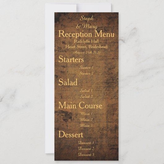 女の子が出会う女の子の結婚式のレセプションメニューカード 招待状 (正面)