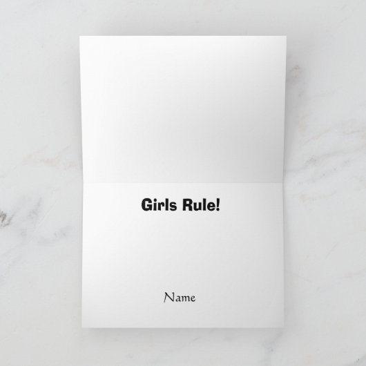 女の子が勝つ ティックタックトー 挨拶カード カード (内部)