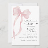 女の子が可愛い1歳の誕生日パーティー 招待状 (正面)