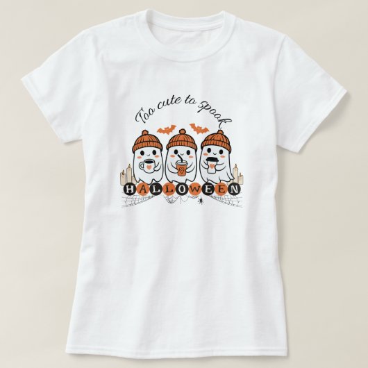 女の子が可愛すぎてスプックできないハロウィーン幽霊Tシャツ Tシャツ (デザイン正面)