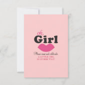 女の子が唇に赤ちゃんシャワーを浴びる 招待状 (裏面)