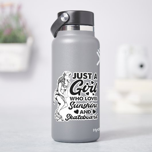 女の子が大好きサンスケート4"キスカットビニールシール シール (HydroFlask)