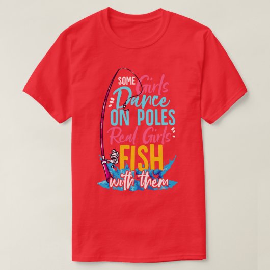 女の子が女の子を実在釣るために棒で踊る Tシャツ (デザイン正面)