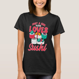 女の子が女日本のの寿司食を愛する Tシャツ