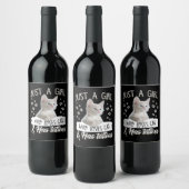 女の子が好きな猫にタトゥーが好き ワインラベル (ボトル)