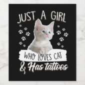 女の子が好きな猫にタトゥーが好き ワインラベル (シングルラベル)