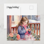 女の子が工作している ポストカード (正面/裏面)