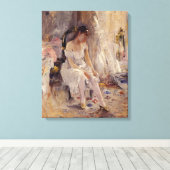 女の子が彼女のストッキングを着て(Berthe Morisot) キャンバスプリント (インサイチュ (ウッドフロア))