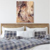 女の子が彼女のストッキングを着て(Berthe Morisot) キャンバスプリント (インサイチュ (寝室))