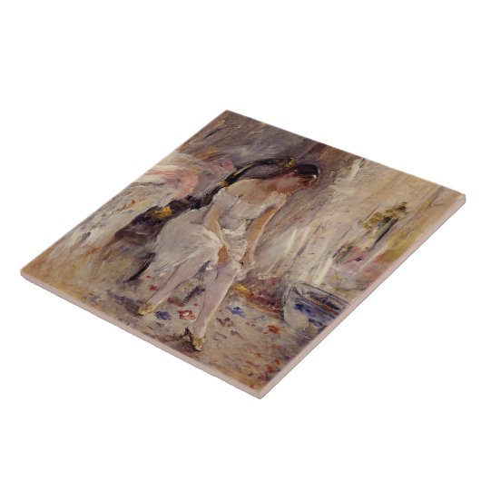 女の子が彼女のストッキングを着て(Berthe Morisot) タイル (側面)