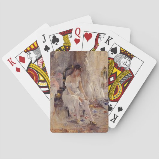 女の子が彼女のストッキングを着て(Berthe Morisot) トランプ (裏面)