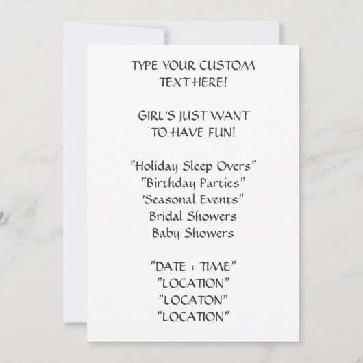 女の子が欲しいのおもしろい!招待状ダリアス 招待状 (裏面)