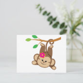 女の子が猿を振る ポストカード (スタンド正面)