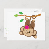 女の子が猿を振る ポストカード (正面/裏面)