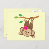 女の子が猿を振る ポストカード (正面/裏面)