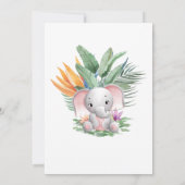 女の子が生まれました！トロピカルベイビーゾウのベビーシャワー 招待状 (裏面)