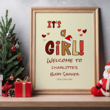 女の子が生まれる！クリスマスのベイビーシャワーのウェルカムサイン