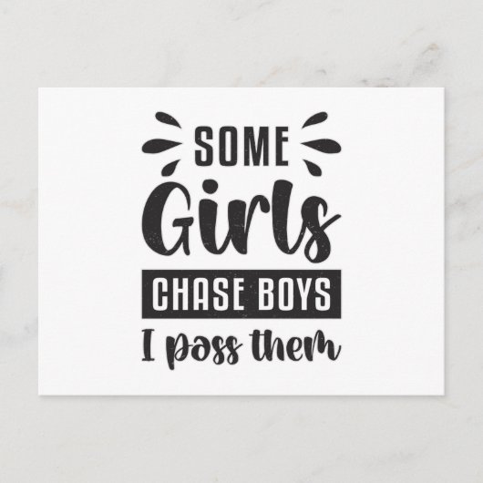 女の子が男の子を追って泳いで渡す ポストカード (正面)