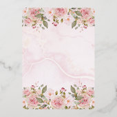 女の子が花を咲かせるピンクのフローラのシャワー 箔招待状 (裏面)