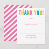 女の子が虹の塗りつぶし ありがとうカード ノートカード (正面/裏面)