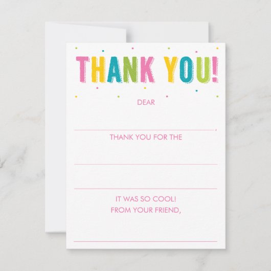 女の子が虹の塗りつぶし ありがとう ノートカード (正面)