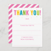 女の子が虹の塗りつぶし ありがとう ノートカード (正面/裏面)