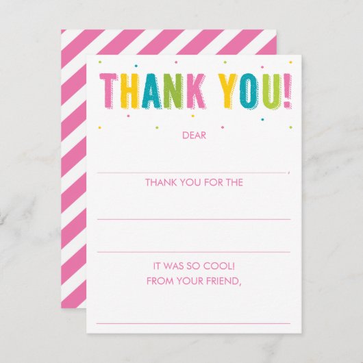 女の子が虹の塗りつぶし ありがとう ノートカード (正面/裏面)