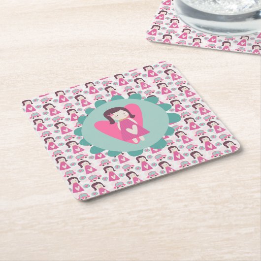 女の子が行く場所 スクエアペーパーコースター (アングル)