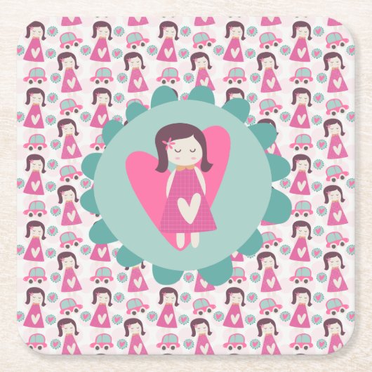 女の子が行く場所 スクエアペーパーコースター (正面)