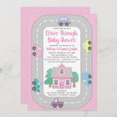 女の子が赤ん坊のシャワーを浴びる 招待状 (正面/裏面)