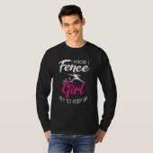 女の子が起ころうとするように柵を設けているのを知っ保ている Tシャツ (正面フル)