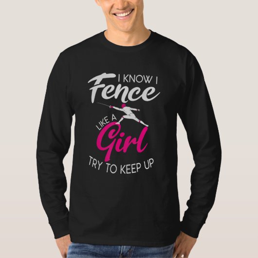 女の子が起ころうとするように柵を設けているのを知っ保ている Tシャツ (正面)