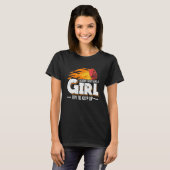女の子が遊アイスホッケを上げようとす保るのを知っている Tシャツ (正面フル)