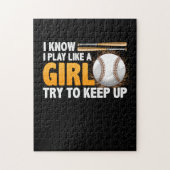 女の子が遊ソフトボールを上げようとするの保が好き知っている ジグソーパズル (縦)