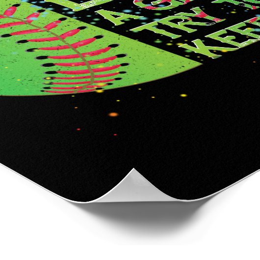 女の子が遊ソフトボールを上げようとするの保が好き知っている ポスター (角)