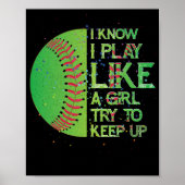 女の子が遊ソフトボールを上げようとするの保が好き知っている ポスター (正面)