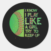 女の子が遊ソフトボールを上げようとするの保が好き知っている ラウンドシール (正面)