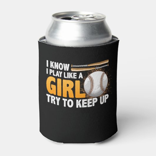 女の子が遊ソフトボールを上げようとするの保が好き知っている 缶クーラー (缶正面)