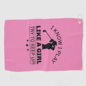 女の子が遊上がるのが好き保だ ゴルフタオル (横)