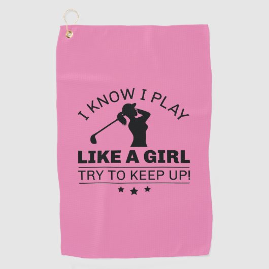 女の子が遊上がるのが好き保だ ゴルフタオル (正面)