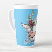 女の子が雪の中をダシュント カフェラテマグ (左アングル)