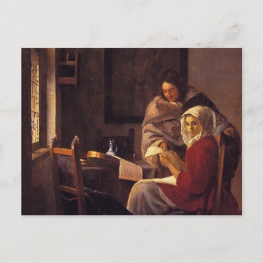 女の子が音楽に割り込む ポストカード (正面)