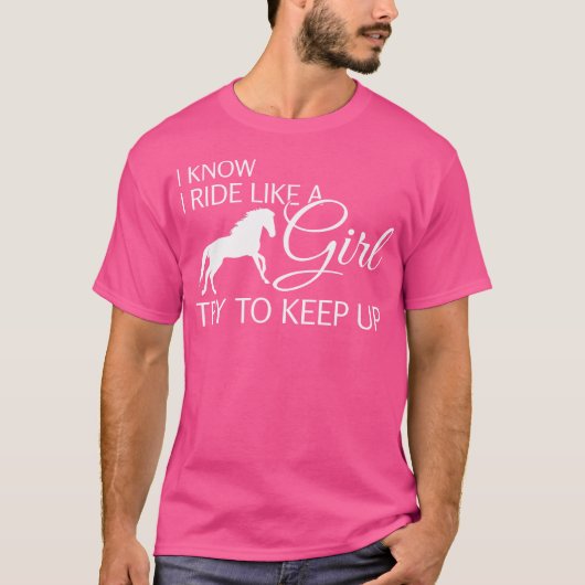 女の子が馬のGifを登ろうとするように乗保るのを知っている Tシャツ (正面)