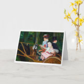 女の子が馬車に乗ってメアリー・カッサット カード (黄色い花)