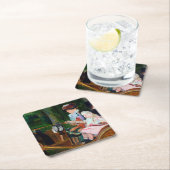 女の子が馬車に乗ってメアリー・カッサット スクエアペーパーコースター (インサイチュ)