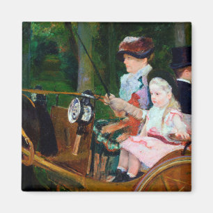 女の子が馬車に乗ってメアリー・カッサット マグネット