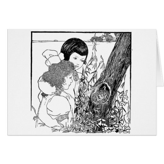 女の子が鳥の巣を見つけた (正面横)