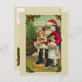 女の子が2人いるサンタ シーズンポストカード (正面/裏面)