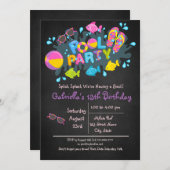 女の子がBashプー来ルパーティーに飛び散る 招待状 (正面/裏面)